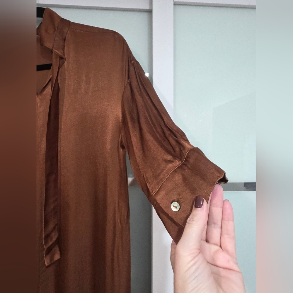 Patrizia Segreti Milano Brown Asymmetric Viscose Dress – Size IT 44 (Fits M/L) - Picture 10 of 16